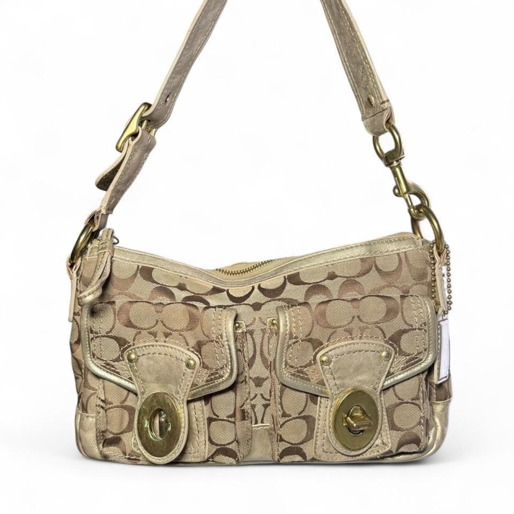 Vintage Y2K Coach Legacy Signature Turnlock Shoulder Bag iconic signature
